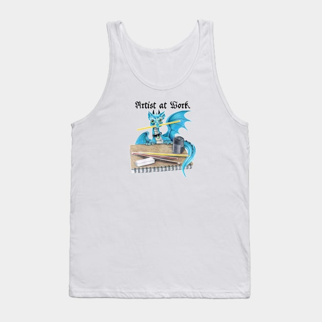 Artist at Work - Cute Blue Dragon Artist at Work Tank Top by Sandra Staple